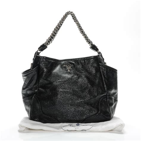 prada lux shoulder bag chain cervo nero